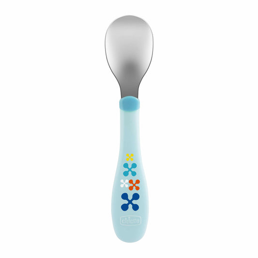Chicco Metal Cutlery Fork Spoon 18m+  2 copë - Blu e çelët