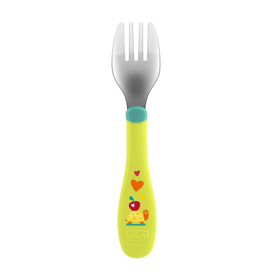 Chicco Metal Cutlery Fork Spoon 18m+  2 copë - Jeshile
