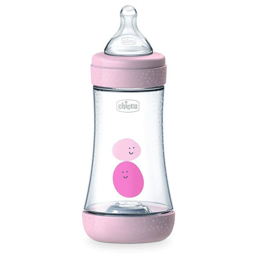 Chicco Perfect 5 Anti-Colic Plastic Bottle Medium Flow 2m+  240ml - Rozë