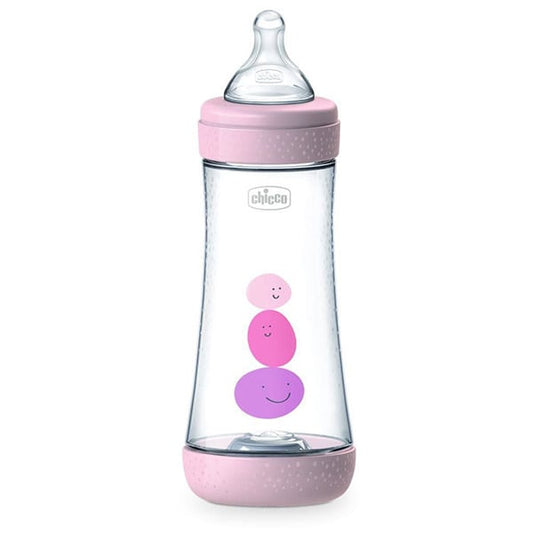 Chicco Perfect 5 Anti-Colic Plastic Bottle Fast Flow 4m+  300ml - Rozë