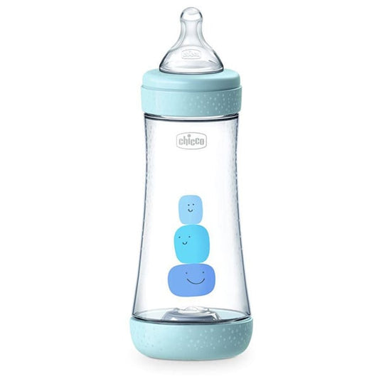 Chicco Perfect 5 Anti-Colic Plastic Bottle Fast Flow 4m+  300ml - Blu
