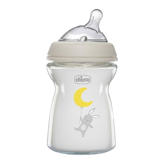 Chicco Natural Feeling Glass Baby Bottle Silicone Teat 0m+  250 ml