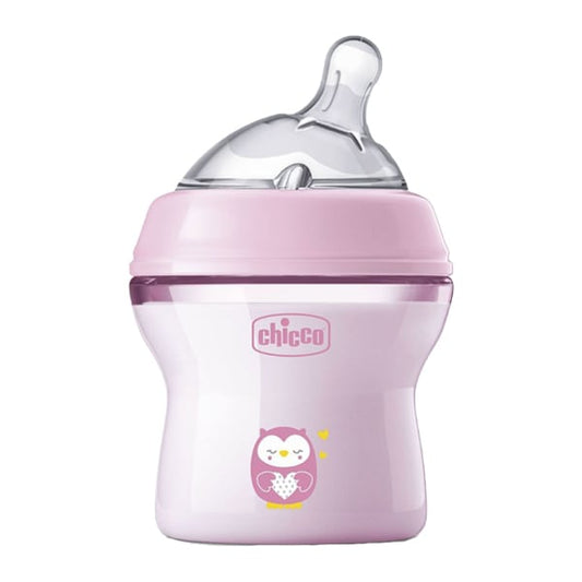Chicco Natural Feeling Plastic Baby Bottle Silicone Teat 0m+  150ml - Rozë-Buf