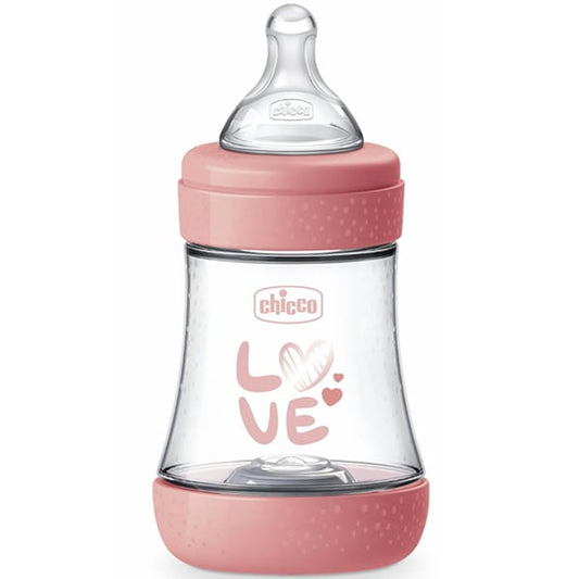 Chicco Perfect 5 Plastic Anti-Colic Bottle with Silicone Nipple for 0+ months  150ml - Rozë