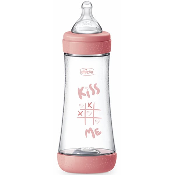 Chicco Perfect 5 Plastic Anti-Colic Bottle with Silicone teat for >4+ months  300ml - Rozë