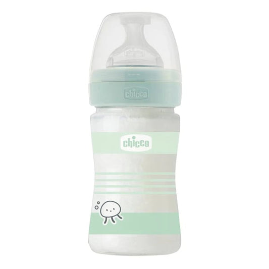 Chicco Well Being Baby Bottle Anti-Colic System Glass 0m+  150ml - Blu e Çelët