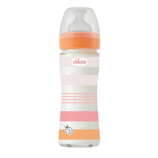 Chicco Well Being Baby Bottle Anti-Colic System Glass 0m+  240ml - Rozë