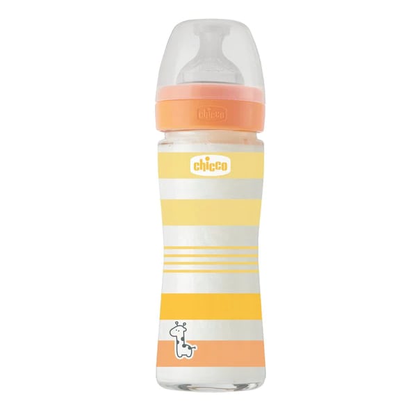 Chicco Well Being Baby Bottle Anti-Colic System Glass 0m+  240ml - E verdhë
