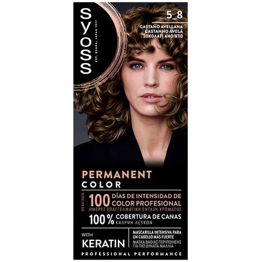 Syoss Color Permanent with Keratin No5-8 Hazelnut Brown  1 copë