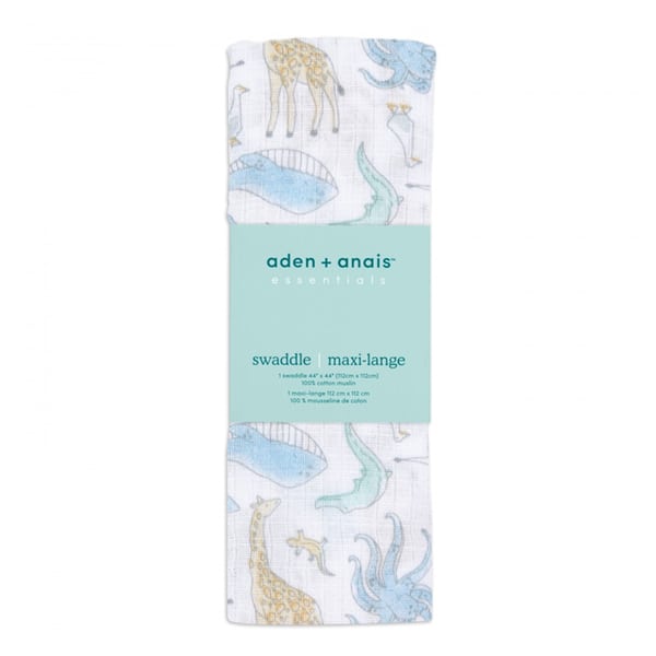 Aden + Anais Essentials Cotton Muslin Swaddle Natural History - Species  1 copë