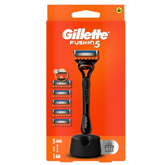 Gillette Fusion5 Razor, 1pc, Replacement Heads, 5pcs & Free Stand  1 set