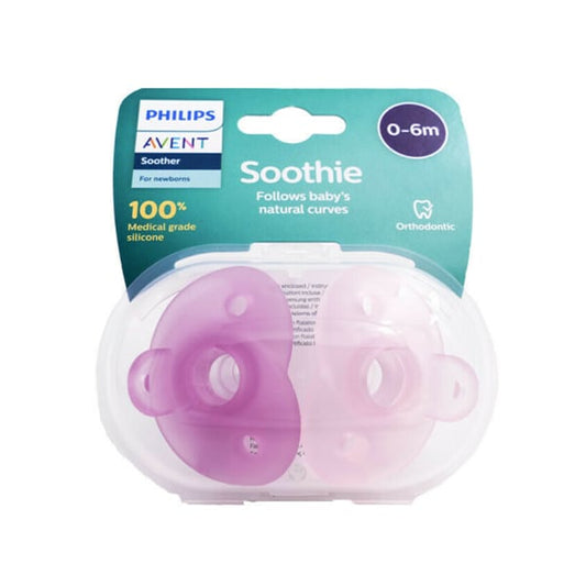 Philips Avent Soothie (SCF099/21) Orthodontic Silicone Soother 0-6m  2 copë - Rozë-Rozë e Çelët
