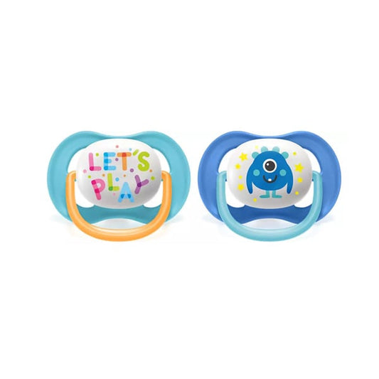 Philips Avent Ultra Air Happy Orthodontic Silicone Soother 6-18m (SCF080/10)  2 copë - Blu e çelët-Blu