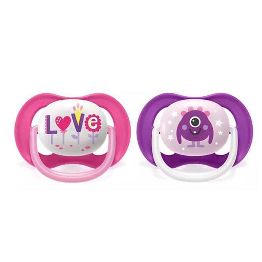 Philips Avent Ultra Air Happy Orthodontic Silicone Soother 6-18m (SCF080/10)  2 copë - rozë-vjollcë