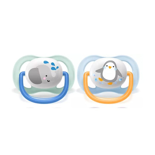 Philips Avent Ultra Air Animals Orthodontic Silicone Soother 0-6m (SCF080/11)  2 copë - Jeshile e Çelët - Blu e Çelët