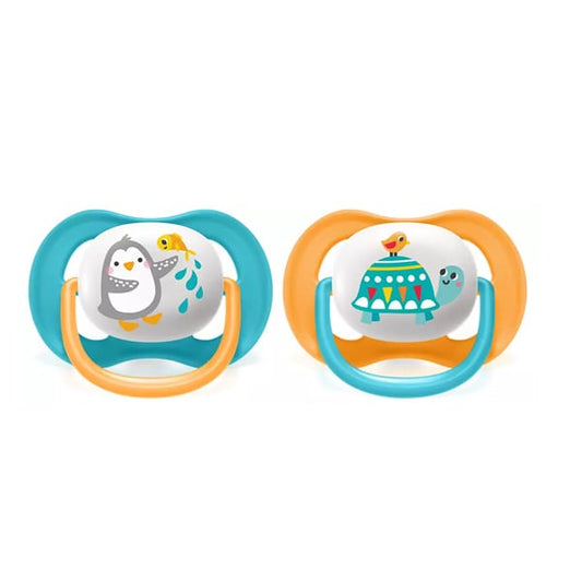 Philips Avent Ultra Air Animals Orthodontic Silicone Soother 6-18m (SCF080/12)  2 copë - Blu e çelët-Portokalli