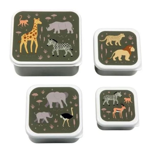 A Little Lovely Company Lunch & Snack Box Set  4 copë - Savanna
