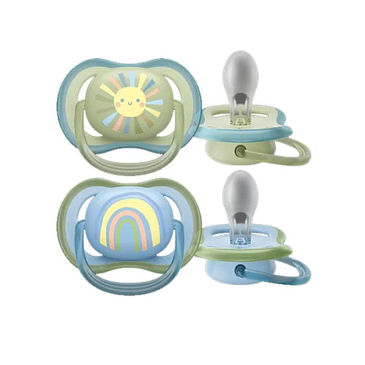 Philips Avent Ultra Air (SCF085/58) Silicone Pacifier with Ring 0-6m  2 copë - Jeshile-Blu