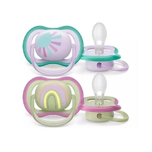 Philips Avent Ultra Air (SCF085/58) Silicone Pacifier with Ring 0-6m  2 copë - Vjollcë-Jeshile