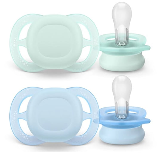 Philips Avent Ultra Start SCF075 Orthodontic Silicone Pacifiers 0-2m  2 copë - Blu-Jeshile