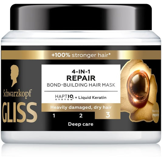 Schwarzkopf Gliss 4-in-1 Repair Bond-Building Hair Mask for Heavily Damaged, Dry Hair  400 ml