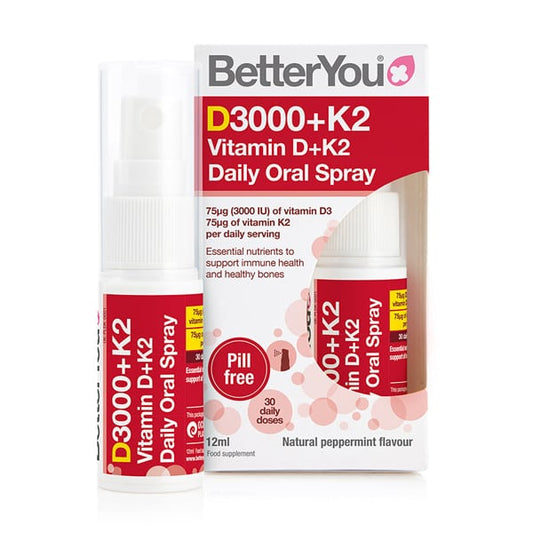 BetterYou Vitamin D+K2 Daily Oral Spray 3000IU (75mg)  12 ml