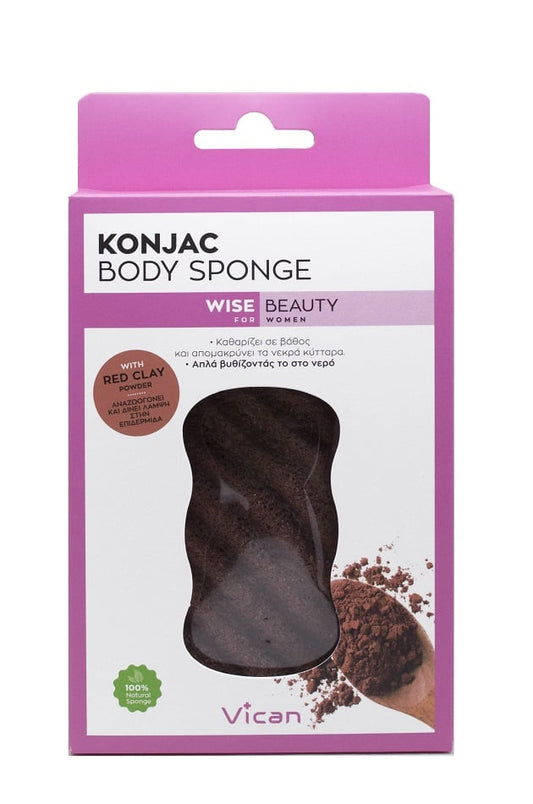 Vican Wise Beauty Konjac Body Sponge with Red Clay Powder  1 copë