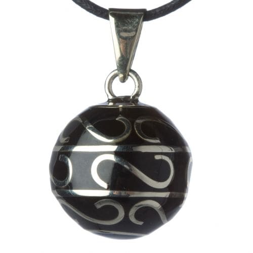 Bola Black Swirls Silver Pregnancy Necklace  1 copë