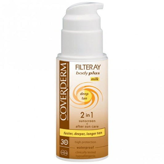 Coverderm Filteray Body Plus Deep Tan Milk 2in1 Sunscreen & After Sun SPF30  100 ml