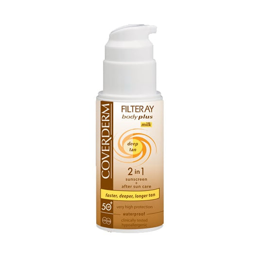 Coverderm Filteray Body Plus Deep Tan Milk 2in1 Sunscreen & After Sun SPF50+  100 ml