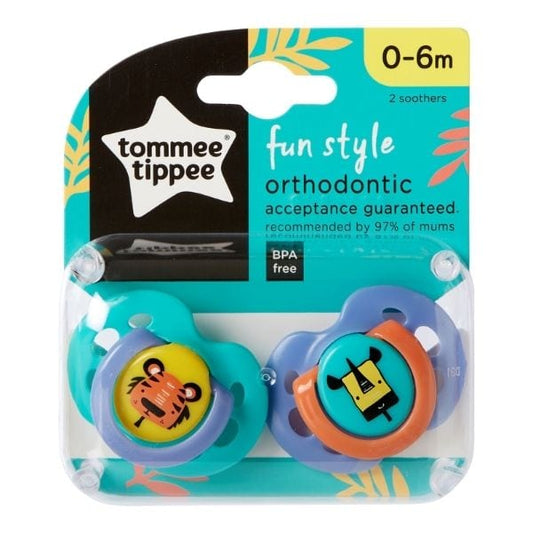 Tommee Tippee Silicone Soothers Fun 0-6m  2 copë