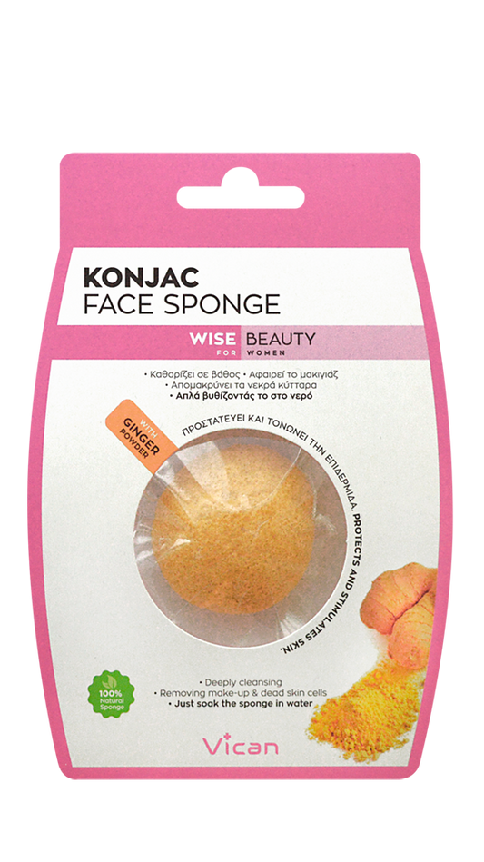 Vican Wise Beauty Konjac Face Sponge with Ginger Powder  1 copë