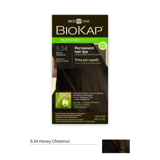 Biokap Nutricolor Delicato No 5.34 Honey Chestnut Permanent Hair Dye  140 ml