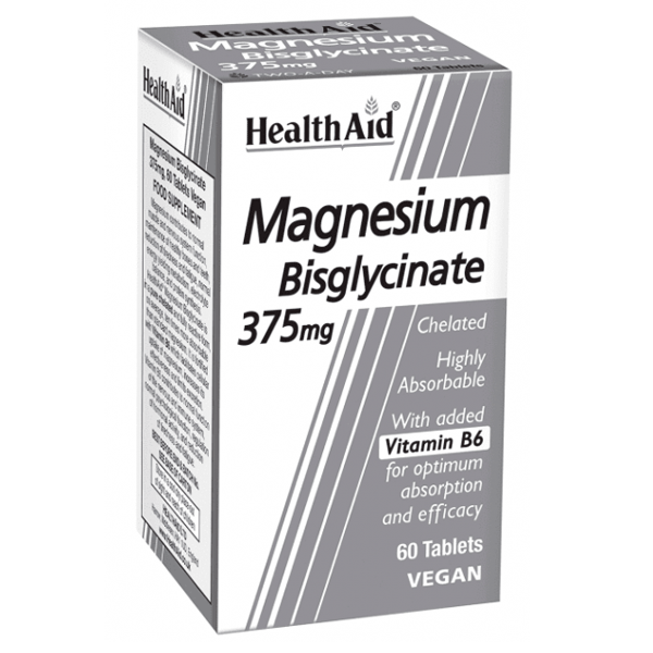 Health Aid Magnesium Bisglycinate 375mg & Vitamin B6  60 tableta