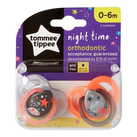 Tommee Tippee Silicone Soothers Night 0-6m  2 copë