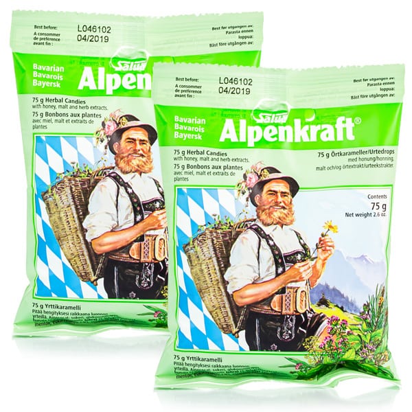 2x Power of Nature Alpenkraft Candies for Sore Throat & Cough  2x75gr