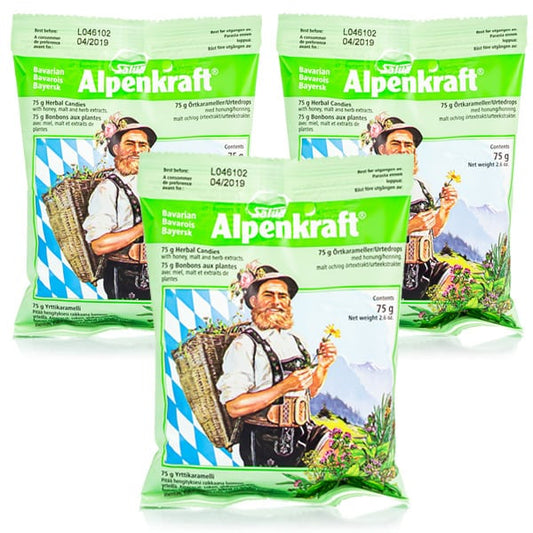 3x Power of Nature Alpenkraft Candies for Sore Throat & Cough  3x75gr