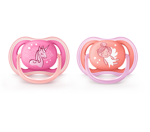 Philips Avent SCF345/22 Ultra Air Orthodontic Silicone Soother Pink & Orange 6-18m  2 copë