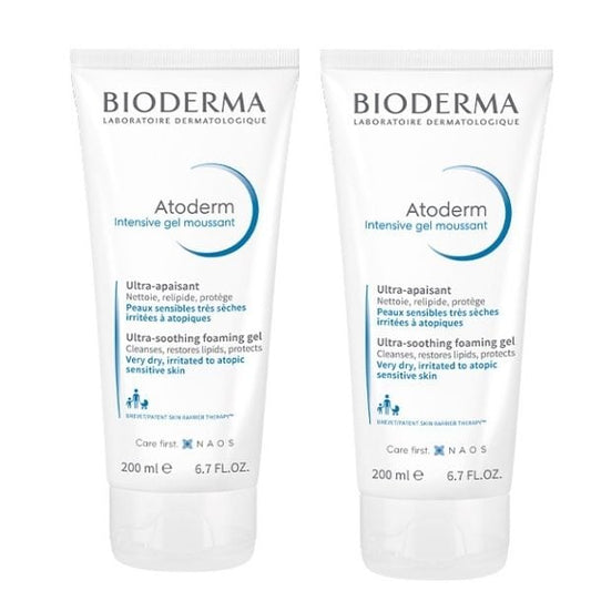 2 x Bioderma Atoderm Intensive Gel Moussant Ultra-Rich Foaming Gel for Very Dry to Atopic Sensitive Skin  2 x 200ml
