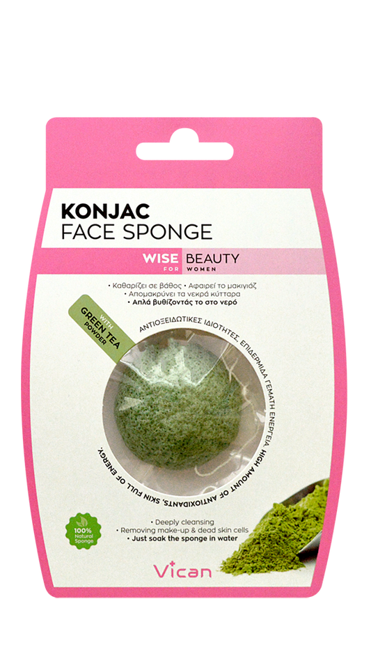 Vican Wise Beauty Konjac Face Sponge with Green Tea Powder  1 copë
