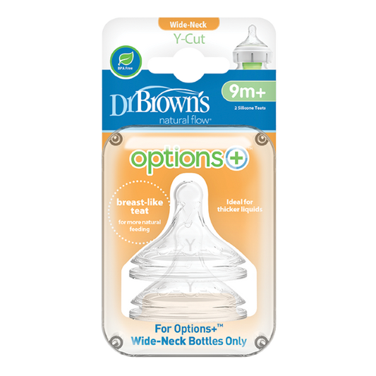Dr. Brown's Silicone Teat for Wide Neck Bottle 9m+ Y-Cut (Y201)  2 copë